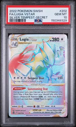 2020 Pokemon SWSH 202/195 FA/Lugia VSTAR Silver Tempest Secret PSA 10 Rainbow - Image 1