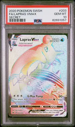 2020 Pokemon Sword And Shield Full Art Lapras VMAX Secret Rainbow Rare PSA 10 - Image 1