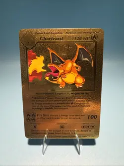 Pokemon Charizard Gold Foil Fan Art Collector Card - 4/102 - 120 HP - MINT - Image 1