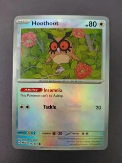 Hoothoot 077/131 MASTER Ball Prismatic Evolutions Pokemon Card TCG - Image 1