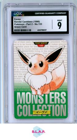 EEVEE BANDAI CARDDASS NON HOLO 1996 GREEN CARD CGC JPN MINT 9 - Image 1