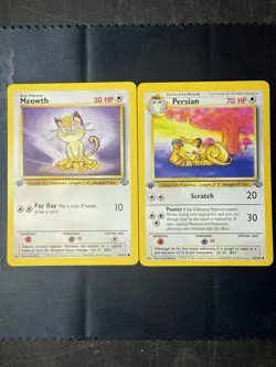 Pokemon TCG 1st Edition Meowth & Persian Base Set Cards 1999 English Lot - Image 1