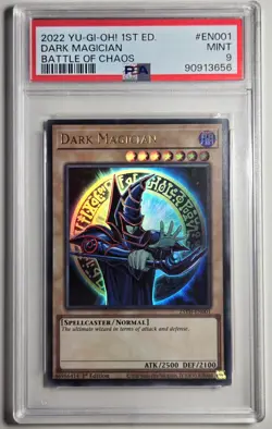 2022 YU-GI-OH! BATTLE OF CHAOS Dark Magician 25TH-EN001 1st Edition PSA 9 - Image 1