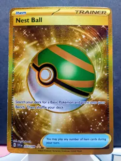 Pokemon TCG: Nest Ball #255/198 Scarlet & Violet Base Set Hyper Rare Gold Holo - Image 1