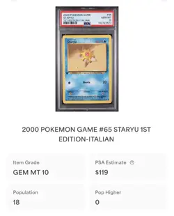 POKEMON PSA 10 STARYU 65/102 SET BASE 1st PRIMA EDIZIONE ITALIANO 2000 LOW POP - Image 4