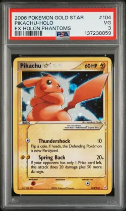 Pokemon TCG Pikachu Gold Star 104/110 Holon Phantoms Holo PSA 3 - Image 1