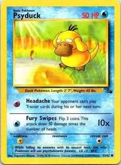 Psyduck 53/62 Common Fossil Pokemon Unlimited MP - Image 1