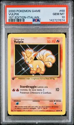 POKEMON PSA 10 VULPIX 68/102 SET BASE 1st PRIMA EDIZIONE ITALIANO 2000 LOW POP - Image 1