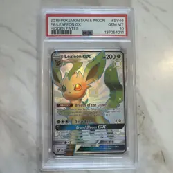 Pokemon Leafeon GX SV46/SV94 Hidden Fates Shiny Vault Full Art Holo PSA 10 - Image 1
