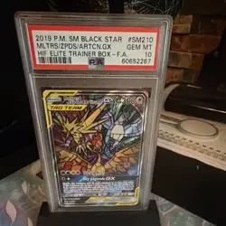 Pokemon TCG Moltres Zapdos Articuno GX SM Black Star Holo SM210 PSA 10 - Image 3
