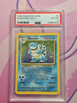 Pokemon Blastoise Base Set Unlimited Holo Rare #2 PSA 6 - Image 1