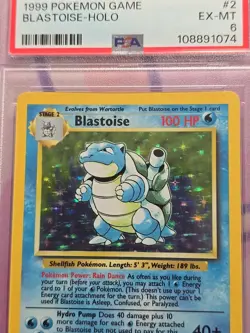 Pokemon Blastoise Base Set Unlimited Holo Rare #2 PSA 6 - Image 2