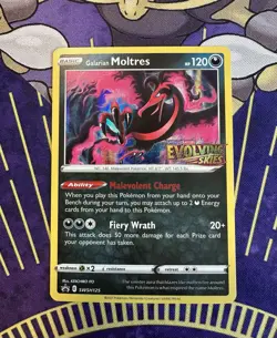 Pokemon Galarian Moltres SWSH125 Evolving Skies Holo Prerelease Promo Card - NM - Image 2