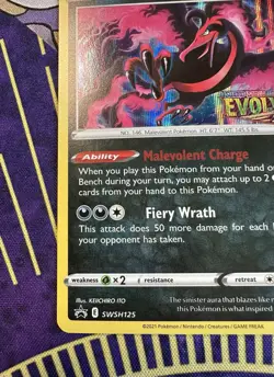 Pokemon Galarian Moltres SWSH125 Evolving Skies Holo Prerelease Promo Card - NM - Image 4