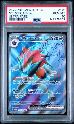 2025 POKEMON JTG EN-JOURNEY TOGETHER ULTRA RARE #175 N'S ZOROARK EX PSA 10 - Image 1