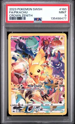 2023 POKEMON SWORD & SHIELD CROWN ZENITH #160 FULL ART/PIKACHU PSA 9 - Image 1