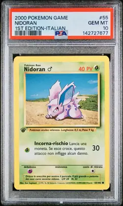 POKEMON PSA 10 NIDORAN 55/102 SET BASE 1st PRIMA EDIZIONE ITALIANO 2000 LOW POP - Image 1