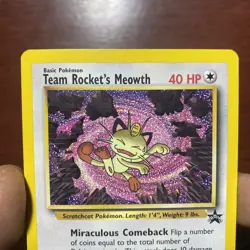 1999 Pokemon Wizards Black Star Promos Team Rocket's Meowth #18 Vintage c427 - Image 2