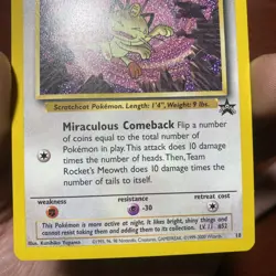 1999 Pokemon Wizards Black Star Promos Team Rocket's Meowth #18 Vintage c427 - Image 3