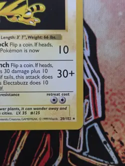 Pokemon TCG - Electabuzz 20/102 - Non Holo Rare Shadowless - Base Set Unlimited - Image 5