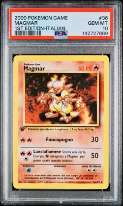 POKEMON PSA 10 MAGMAR 36/102 SET BASE 1st PRIMA EDIZIONE ITALIANO 2000 LOW POP - Image 1