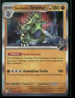 Team Rocket's Tyranitar 096/182 Rare Destined Rivals Pokemon Holo Near Mint - Image 1