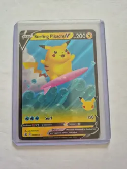 2021 Pokemon Celebrations Surfing Pikachu V NM - Image 1