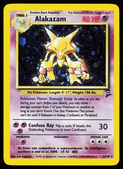 Alakazam 1/130 Holo Rare Base Set 2 Pokemon Card - Image 1