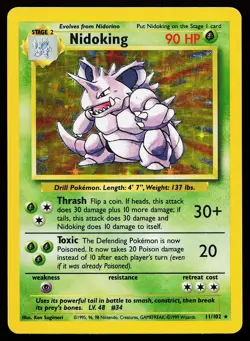 Nidoking 11/102 Holo Rare Base Set Unlimited Pokemon Card - Image 1