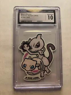 2023 Pokemon Stickers Mew & Mewtwo B-side Label CGC 9 Mint - Image 1