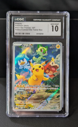 CGC 10 GEM MINT Pikachu 027 Black Star Promo Holo Pokemon Paldea Evolved ETB - Image 1