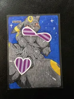 Magic MTG Altered Swamp / Land Card | Hand Painted & Color Anime Girl Furry - Image 1