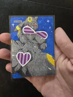 Magic MTG Altered Swamp / Land Card | Hand Painted & Color Anime Girl Furry - Image 2