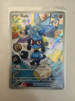 Pokemon: Riolu SV01 215/198 Illustration Rare Full Art Holo Card - Image 1