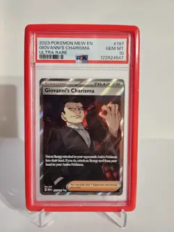 Pokemon TCG Giovanni's Charisma Mew 151 Ultra Rare Trainer Card 197/165 PSA 10 - Image 1