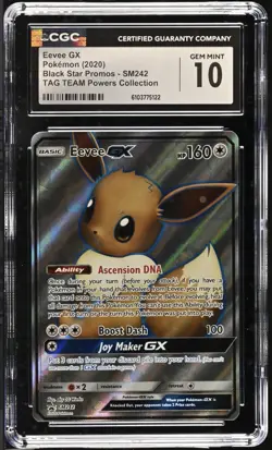 CGC 10 GEM MINT Eevee GX SM242 Tag Team Black Star Promo FULL ART Pokemon Card - Image 1