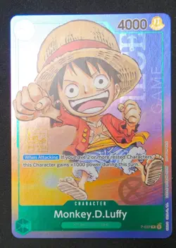 Monkey.D.Luffy P-037 1st Anniversary Tournament STAMP Promo Holo One Piece Card - Image 2
