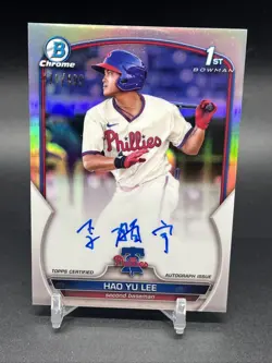 Hao Yu Lee 2023 Bowman Chrome 1st Prospect Refractor Auto #/499 Phillies #CPA-HL - Image 1