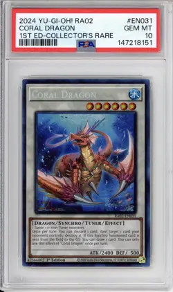 PSA 10 Coral Dragon Yu-Gi-Oh! Prismatic Collector's Rare 1st Edition RA02-EN031 - Image 1