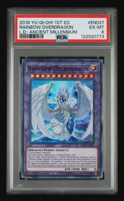 PSA 6 Rainbow Overdragon 1st Edition LED2-EN037 Super Rare 2018 Yu-Gi-Oh! Graded - Image 1