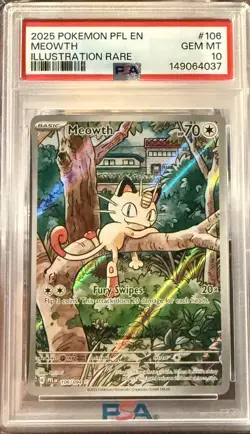 106/094 Meowth Phantasmal Flames Illustration Rare Psa 10 ￼ - Image 1