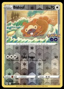Bidoof 059/078 Common Pokemon GO Pokemon Reverse Holo Lightly Played - Image 1
