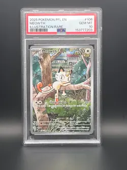 2025 POKEMON PFL EN-PHANTASMAL FLAMES ILLUSTRATION RARE #106 MEOWTH PSA 10 - Image 3
