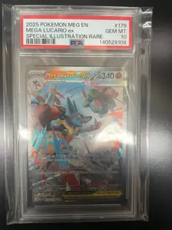2025 Pokemon Mega Evolution Lucario ex Special Illustration Rare #179/132 PSA 10 - Image 1