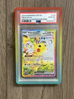 2024 POKEMON SSP EN-SURGING SPARKS SPECIAL ILLUSTRATION RARE PIKACHU EX PSA 10 - Image 1