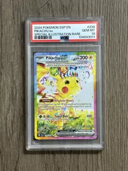 2024 POKEMON SSP EN-SURGING SPARKS SPECIAL ILLUSTRATION RARE PIKACHU EX PSA 10 - Image 3