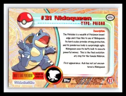 💥 NIDOQUEEN 1999 Topps Pokemon TV Non Holo Animation Series Black Logo # 31 - Image 2