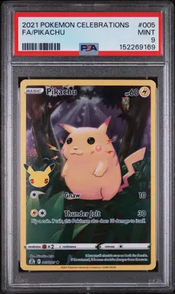 Pokemon 2021 Celebrations Pikachu Card 005/025 FA PSA 9 - Image 1
