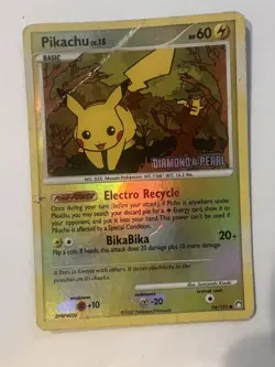 Pokemon TCG Pikachu LV.15 94/123 Diamond & Pearl Stamped Reverse Holo - HP - Image 1