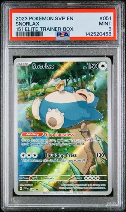 POKEMON PSA 9 SNORLAX FULL ART #051 PROMO 151 ELITE TRAINER BOX ENGLISH 2023! - Image 1